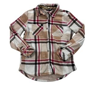 Realtree Shirt Women's Small Brown Plaid Fleece Sherpa Flannel Jacket
